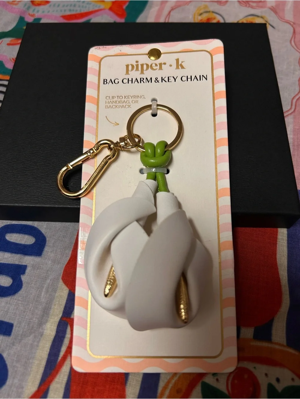 NWT Piper K White Calla Lily Bag Charm & Key Chain